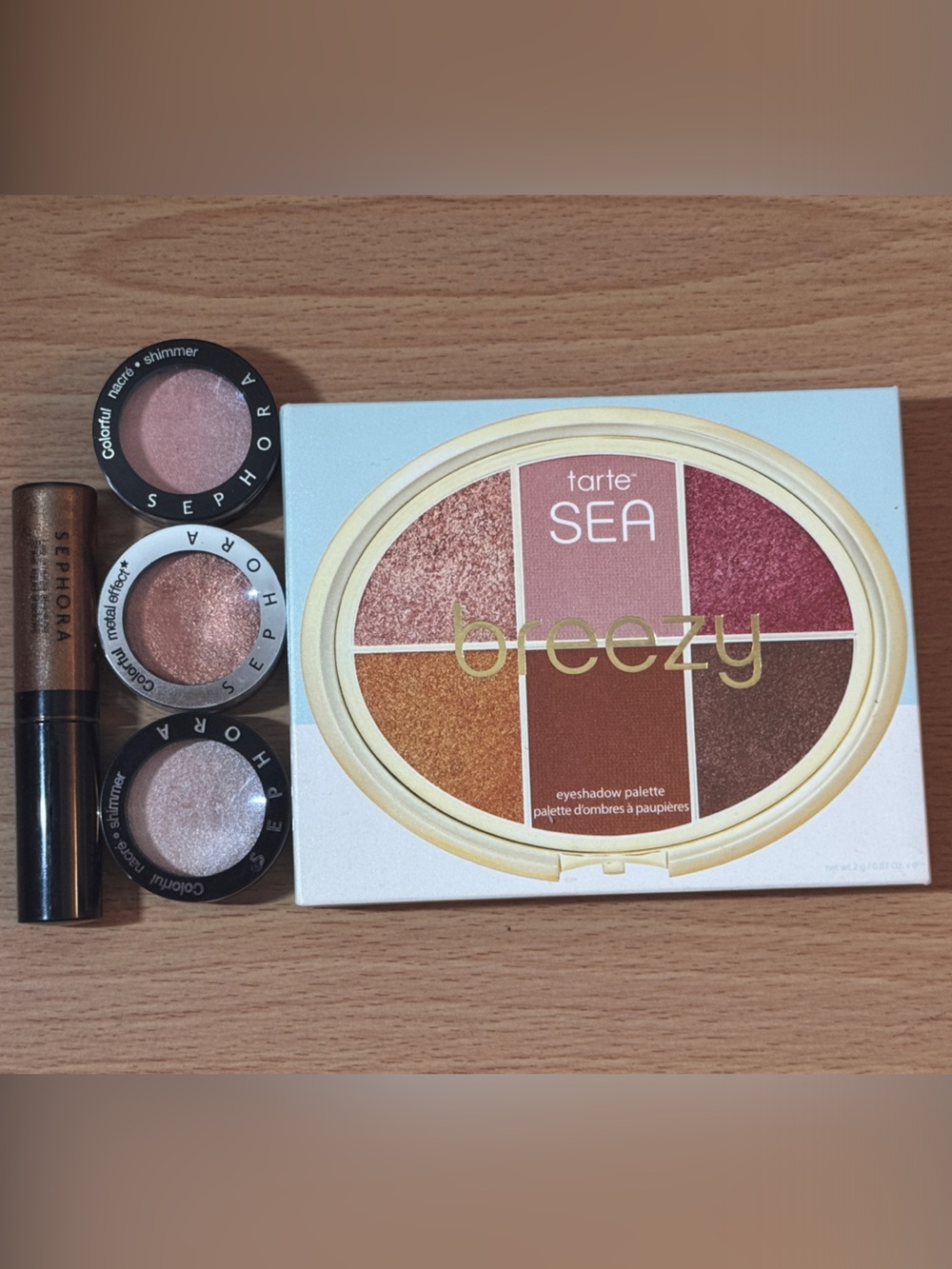 tarte SEA Eyeshadow Palette & Shimmers - Pink, Copper, Gold - Bundle